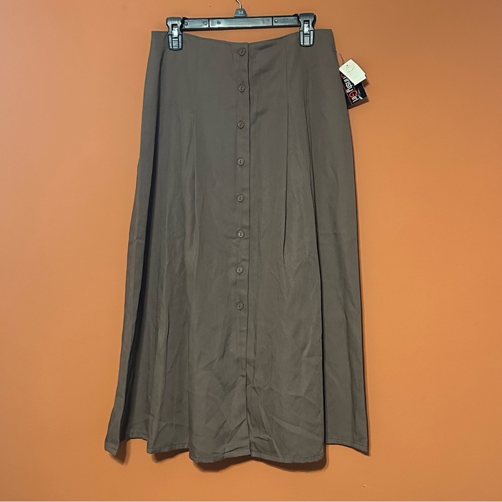Vintage Button Down Maxi Skirt Neutral Taupe Color